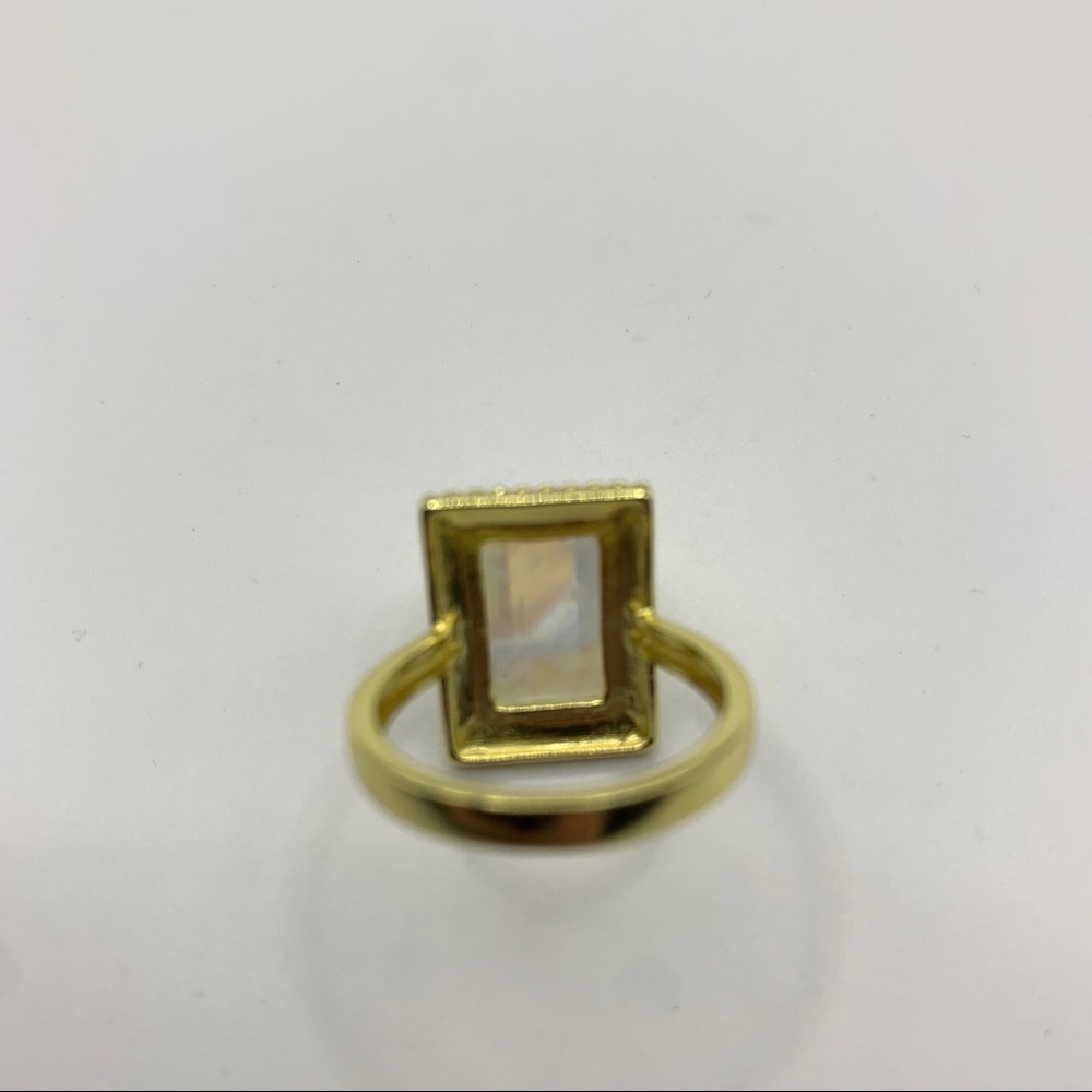 Gold Beaded Rectangular Moonstone Ring - Picture 4 of 4